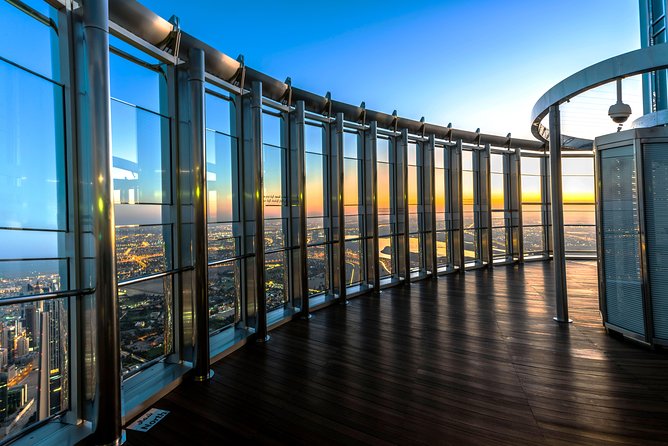Panoramic View of Dubai from Burj Khalifa 124th Floor Observation Deck